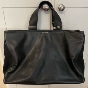 Pour La Victoire Black Leather Tote Handbag